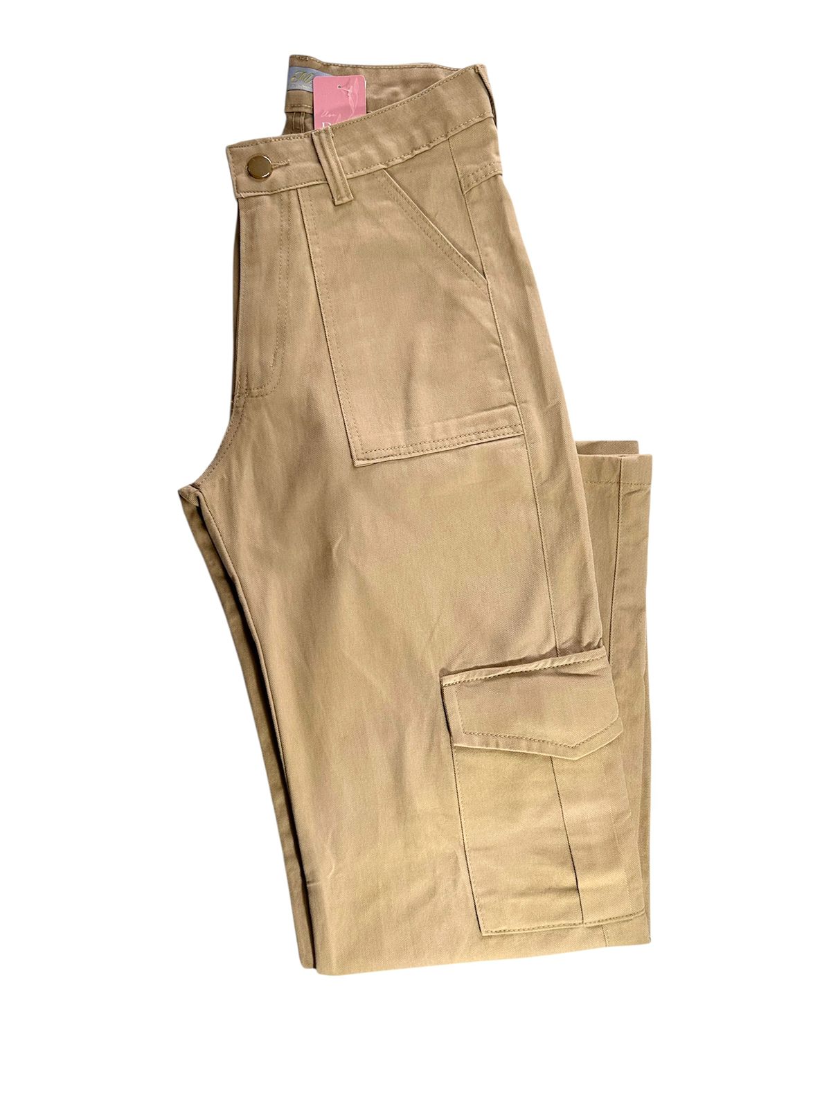 Calça cargo jeans bege
