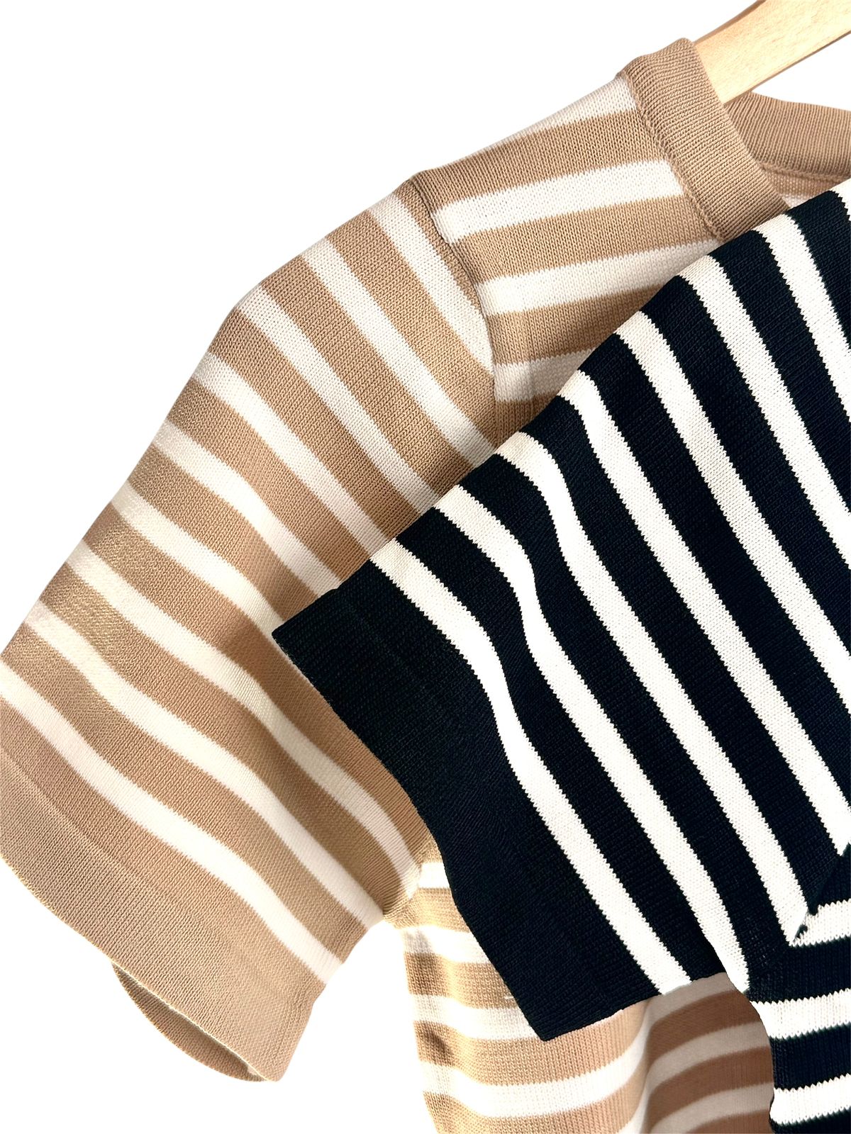 T-Shirt em Tricô Fino Listrado