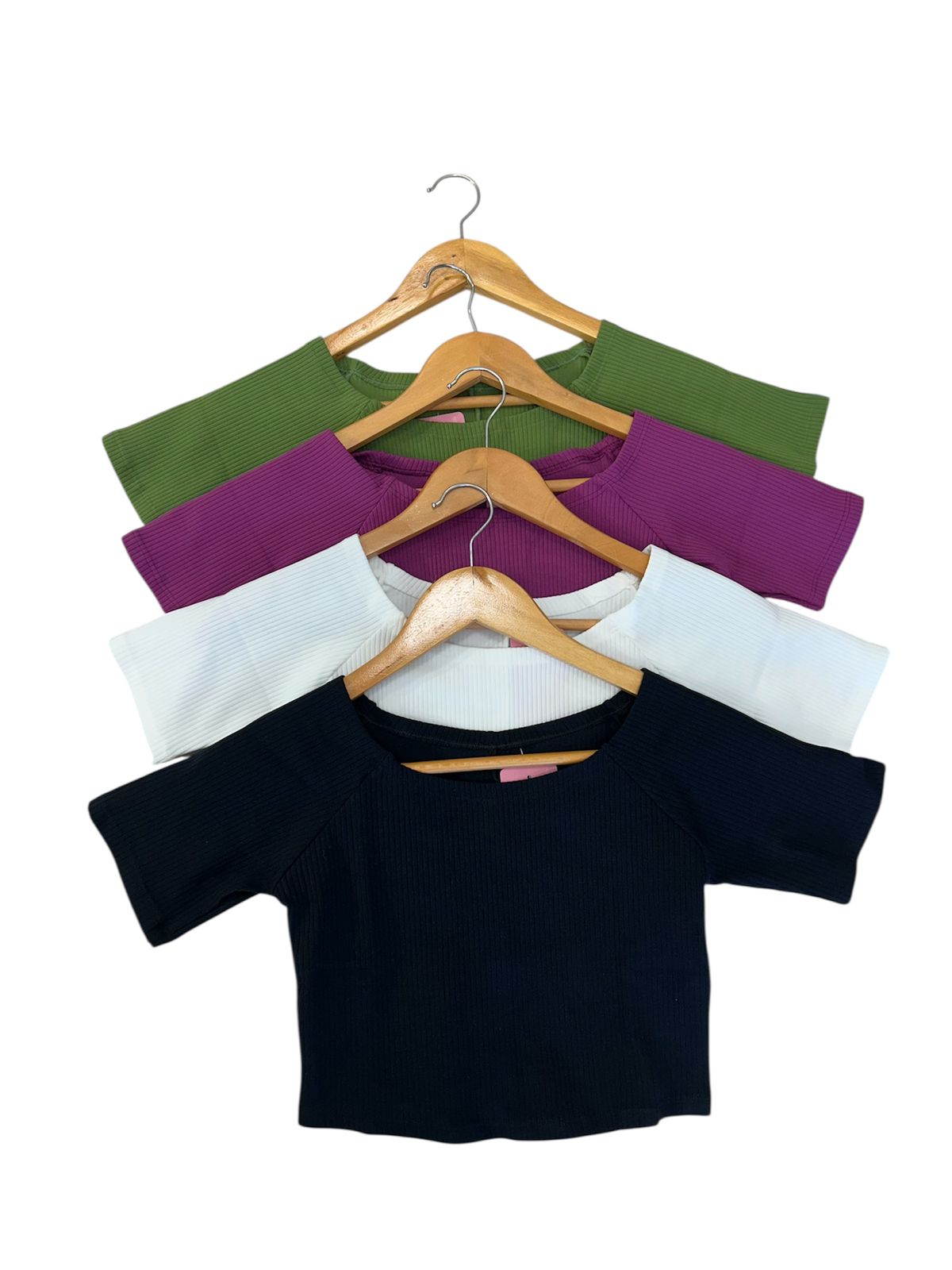 Cropped Canelado Manga Curta