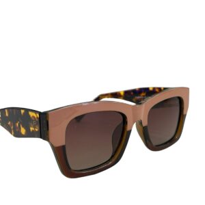 Óculos de Sol Geométrico Nude e Tartaruga